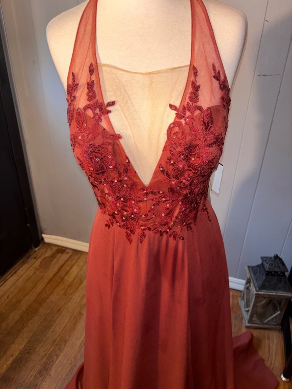 Red Lace Floral Dress